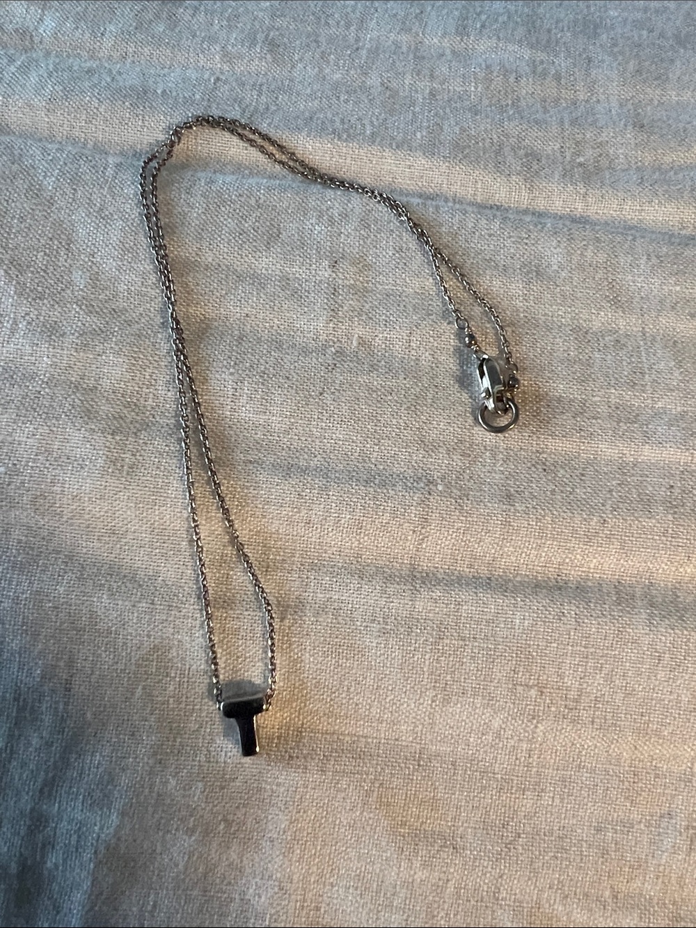 Tiny T Pendant Necklace in Silver Tone - 15 inch